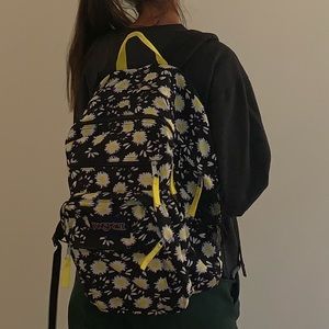 BLACK JANSPORT BACKPACK W SUNFLOWERS PERFECT SHAPE